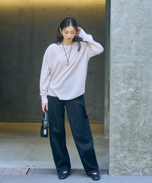 slattgir（スラットジール）の「高身長　ワッフルプルオーバー（トールサイズ）Essenave（Tシャツ/カットソー・レディース・チャコール/ライトグレー・M/L/LL/3L/4L/5L）」の6枚目の写真