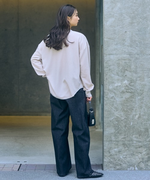 slattgir（スラットジール）の「高身長　ワッフルプルオーバー（トールサイズ）Essenave（Tシャツ/カットソー・レディース・チャコール/ライトグレー・M/L/LL/3L/4L/5L）」の7枚目の写真
