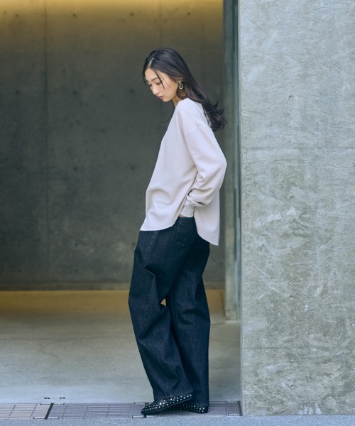 slattgir（スラットジール）の「高身長　ワッフルプルオーバー（トールサイズ）Essenave（Tシャツ/カットソー・レディース・チャコール/ライトグレー・M/L/LL/3L/4L/5L）」の9枚目の写真