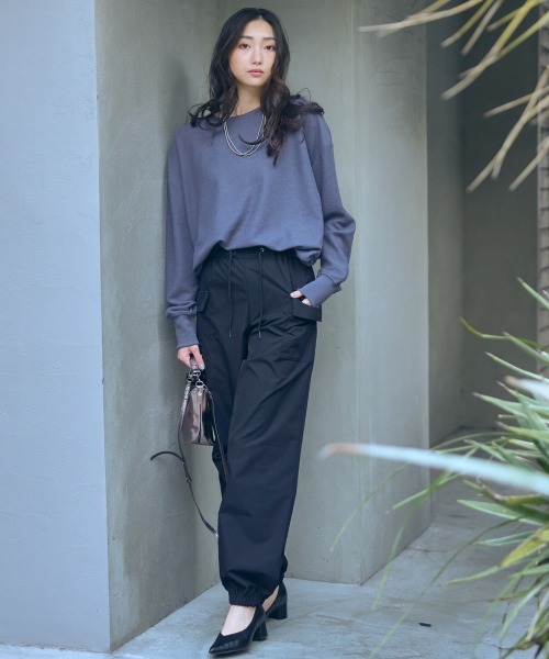 slattgir（スラットジール）の「高身長　ワッフルプルオーバー（トールサイズ）Essenave（Tシャツ/カットソー・レディース・チャコール/ライトグレー・M/L/LL/3L/4L/5L）」の11枚目の写真