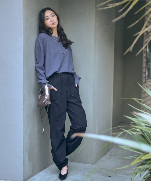slattgir（スラットジール）の「高身長　ワッフルプルオーバー（トールサイズ）Essenave（Tシャツ/カットソー・レディース・チャコール/ライトグレー・M/L/LL/3L/4L/5L）」の13枚目の写真