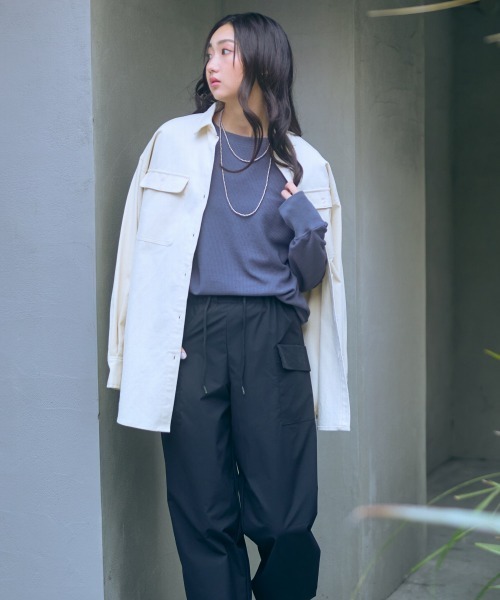 slattgir（スラットジール）の「高身長　ワッフルプルオーバー（トールサイズ）Essenave（Tシャツ/カットソー・レディース・チャコール/ライトグレー・M/L/LL/3L/4L/5L）」の14枚目の写真