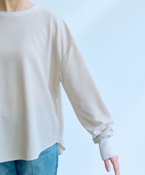 slattgir（スラットジール）の「高身長　ワッフルプルオーバー（トールサイズ）Essenave（Tシャツ/カットソー・レディース・チャコール/ライトグレー・M/L/LL/3L/4L/5L）」の16枚目の写真