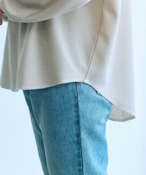 slattgir（スラットジール）の「高身長　ワッフルプルオーバー（トールサイズ）Essenave（Tシャツ/カットソー・レディース・チャコール/ライトグレー・M/L/LL/3L/4L/5L）」の18枚目の写真