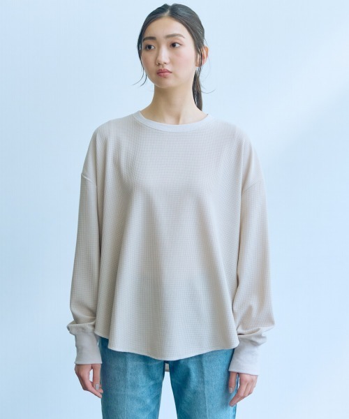 slattgir（スラットジール）の「高身長　ワッフルプルオーバー（トールサイズ）Essenave（Tシャツ/カットソー・レディース・チャコール/ライトグレー・M/L/LL/3L/4L/5L）」の20枚目の写真