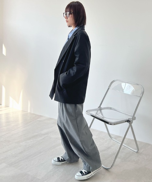 Futier land（フューティアランド）の「【3サイズ展開】BIGダブルテーラードジャケット（テーラードジャケット・レディース・ブラック/ベージュ/ネイビー/ブラック系1/ネイビー系1/グレー/ブラウン/オフホワイト・MEDIUM/LARGE/SMALL）」の21枚目の写真