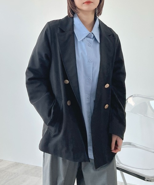 Futier land（フューティアランド）の「【3サイズ展開】BIGダブルテーラードジャケット（テーラードジャケット・レディース・ブラック/ベージュ/ネイビー/ブラック系1/ネイビー系1/グレー/ブラウン/オフホワイト・MEDIUM/LARGE/SMALL）」の18枚目の写真