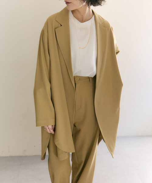 ear PAPILLONNER(イアパピヨネ)の「《セットアップ着用》ロングシャツジャケット【SUM1 STYLE(スミスタイル)】(その他アウター・レディース・サンドベージュ/グレー・FREE)」の2枚目の写真