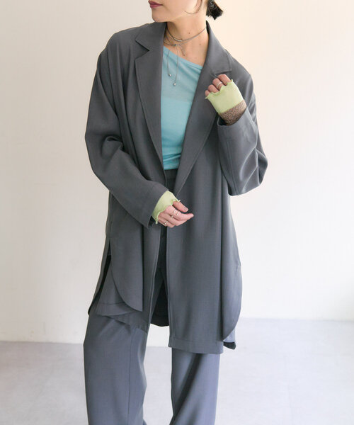 セール】《セットアップ着用》ロングシャツジャケット【SUM1