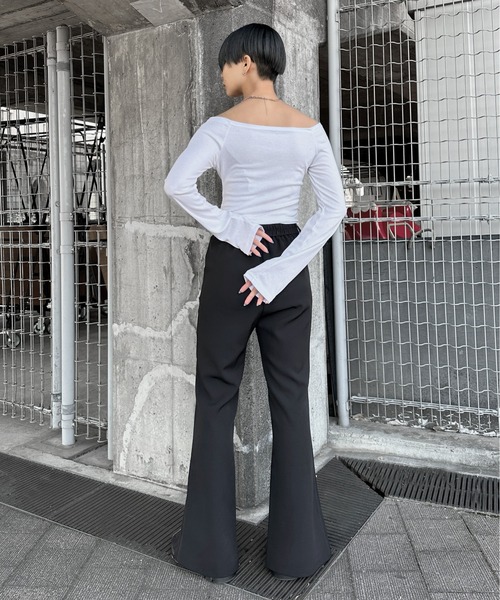 オフショルダー✨Levi'sカットオフ ダークグレー トレーナー