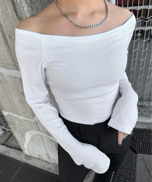 LVEU.(ラブユ.)の「【LVEU.】ベーシックオフショルトップス / トップス カットソー オフショルダー オフショル インナー レイヤード モード ブラック ホワイト ネイビー(Tシャツ/カットソー・レディース・ホワイト/ネイビー/ブラック・FREE)」の21枚目の写真