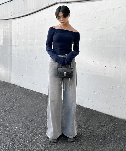 LVEU.(ラブユ.)の「【LVEU.】ベーシックオフショルトップス / トップス カットソー オフショルダー オフショル インナー レイヤード モード ブラック ホワイト ネイビー(Tシャツ/カットソー・レディース・ホワイト/ネイビー/ブラック・FREE)」の10枚目の写真