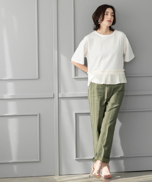 OPAQUE.CLIP(オペークドットクリップ)の「プリーツデザインドッキングトップス【洗濯機洗い可】(Tシャツ/カットソー・レディース・ホワイト/ブラック/オリーブ/ブラウン系その他/ネイビー・38/40)」の20枚目の写真