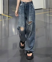 SallyLunn（サリーラン）の「セミワイドクラッシュデニムパンツ（デニムパンツ）」