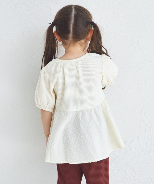 pairmanon(ペアマノン)の「【ふんわりワッフル】レース付き パフ袖ブラウス(シャツ/ブラウス・キッズ・アイボリー/ブラック/ライトブルー・150/110/100/120/140/130/90)」の6枚目の写真