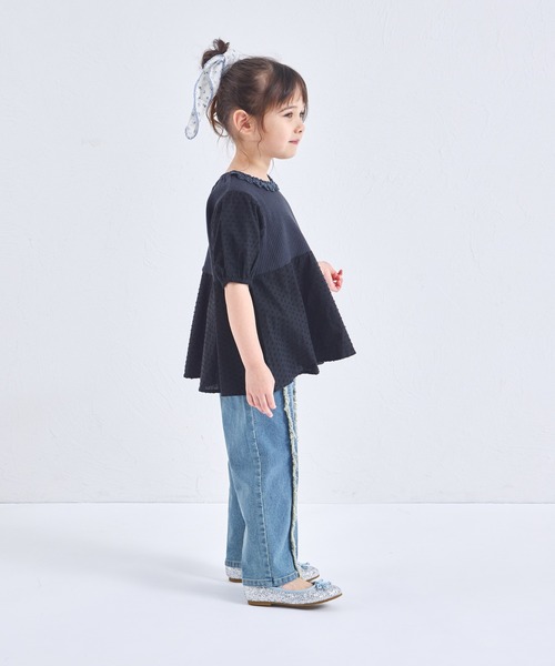 pairmanon(ペアマノン)の「【ふんわりワッフル】レース付き パフ袖ブラウス(シャツ/ブラウス・キッズ・アイボリー/ブラック/ライトブルー・150/110/100/120/140/130/90)」の13枚目の写真