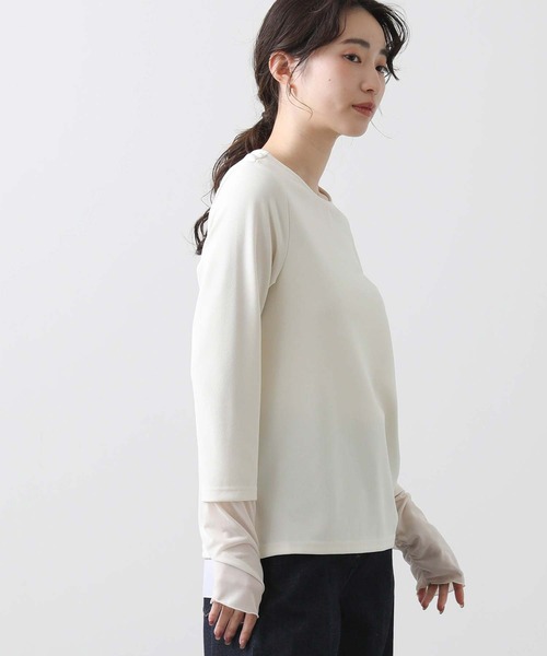Gready Brilliant(グレディブリリアン)の「ジョーゼットクルーロンT(Tシャツ/カットソー・レディース・アイボリー/チャコールグレー・38)」の9枚目の写真