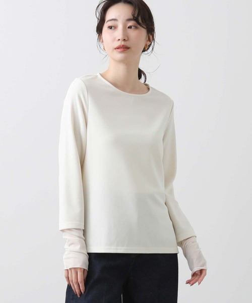 Gready Brilliant(グレディブリリアン)の「ジョーゼットクルーロンT(Tシャツ/カットソー・レディース・アイボリー/チャコールグレー・38)」の11枚目の写真