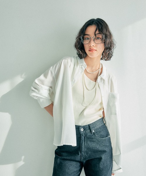 LEPSIM(レプシィム)の「サラキレポンチョ長袖シャツ 303844(シャツ/ブラウス・レディース・ブルー/オフホワイト/イエロー/ブルー系その他・FREE)」の2枚目の写真