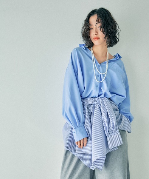 LEPSIM(レプシィム)の「サラキレポンチョ長袖シャツ 303844(シャツ/ブラウス・レディース・ブルー/オフホワイト/イエロー/ブルー系その他・FREE)」の3枚目の写真