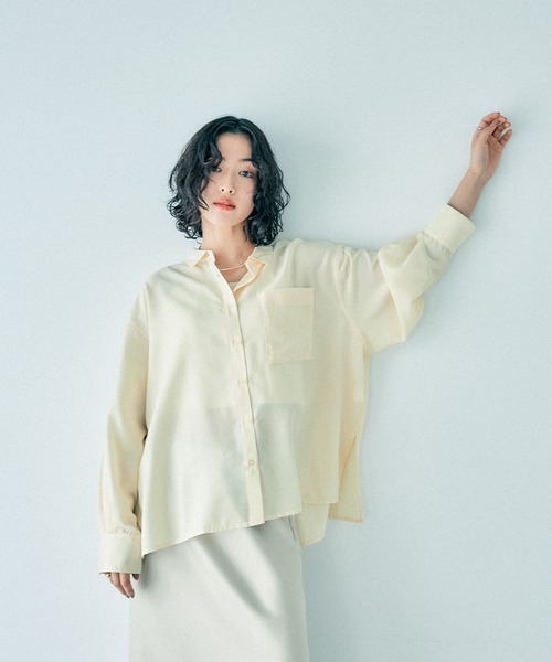 LEPSIM(レプシィム)の「サラキレポンチョ長袖シャツ 303844(シャツ/ブラウス・レディース・ブルー/オフホワイト/イエロー/ブルー系その他・FREE)」の6枚目の写真