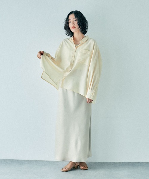 LEPSIM(レプシィム)の「サラキレポンチョ長袖シャツ 303844(シャツ/ブラウス・レディース・ブルー/オフホワイト/イエロー/ブルー系その他・FREE)」の8枚目の写真