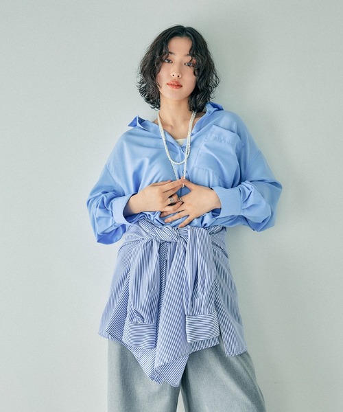 LEPSIM(レプシィム)の「サラキレポンチョ長袖シャツ 303844(シャツ/ブラウス・レディース・ブルー/オフホワイト/イエロー/ブルー系その他・FREE)」の13枚目の写真