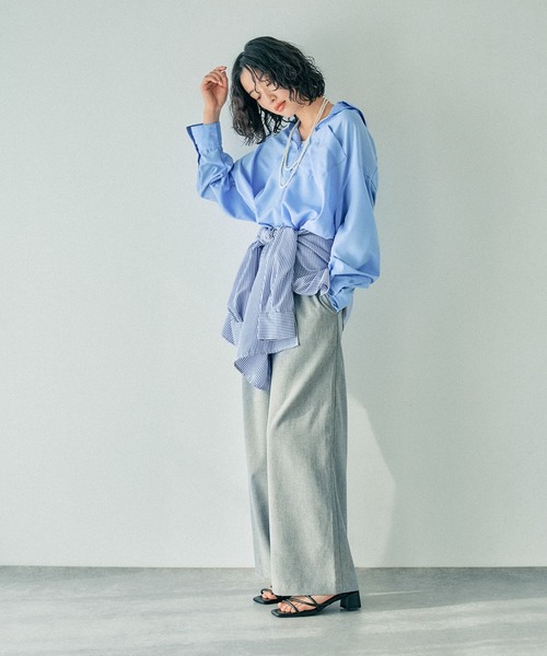 LEPSIM(レプシィム)の「サラキレポンチョ長袖シャツ 303844(シャツ/ブラウス・レディース・ブルー/オフホワイト/イエロー/ブルー系その他・FREE)」の16枚目の写真