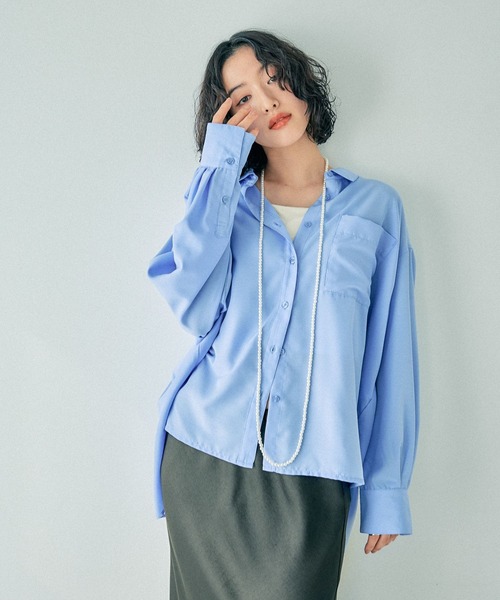 LEPSIM(レプシィム)の「サラキレポンチョ長袖シャツ 303844(シャツ/ブラウス・レディース・ブルー/オフホワイト/イエロー/ブルー系その他・FREE)」の19枚目の写真