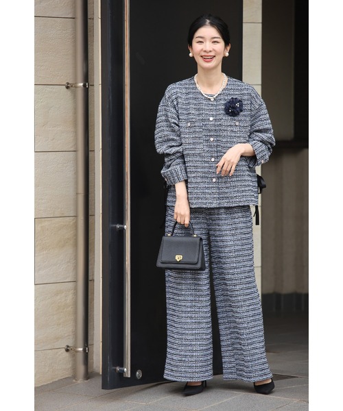cawaii(カワイイ)の「1日穿いても疲れない。柔らかツイードワイドパンツ(その他パンツ・レディース・ブラック/ブルー・FREE)」の19枚目の写真