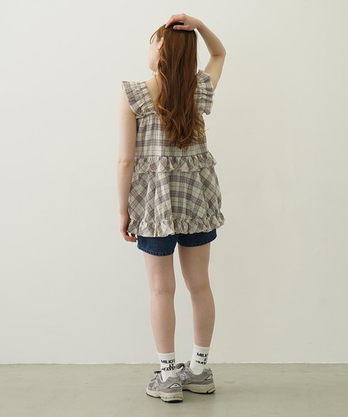 MILKFED.(ミルクフェド)の「PLAID TIERED TOP(Tシャツ/カットソー・レディース・グリーン/オフホワイト/ネイビー・ONE SIZE)」の14枚目の写真