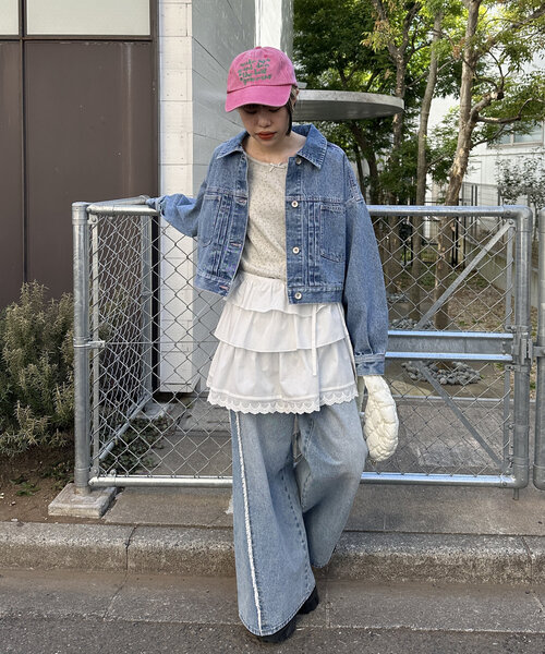 ネイビー ラップスカート フリル付き ネイビー ラップスカート フリル付き