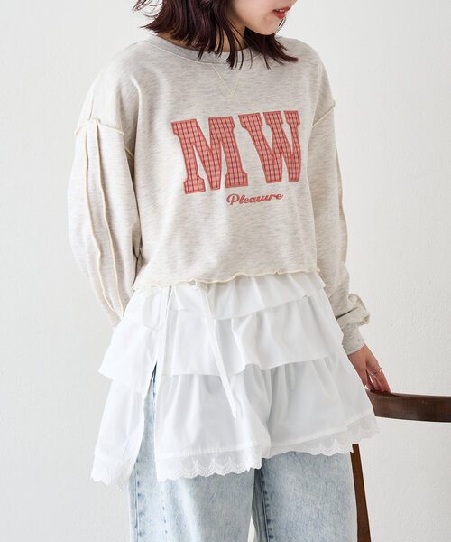 w closet（ダブルクローゼット）の「フリルラップスカート（スカート・レディース・オフホワイト/ブラック・FREE）」の9枚目の写真