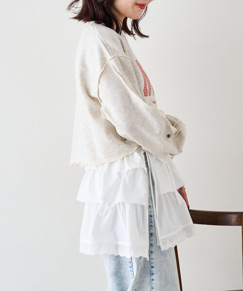 w closet（ダブルクローゼット）の「フリルラップスカート（スカート・レディース・オフホワイト/ブラック・FREE）」の11枚目の写真