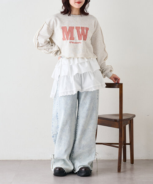 w closet（ダブルクローゼット）の「フリルラップスカート（スカート・レディース・オフホワイト/ブラック・FREE）」の15枚目の写真