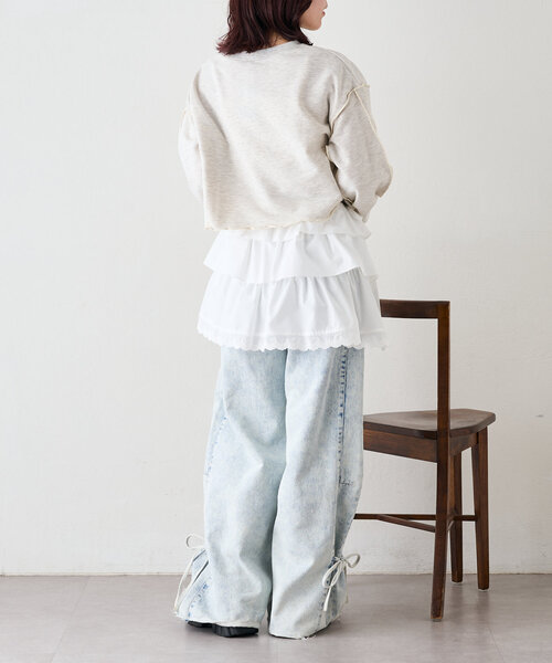 w closet（ダブルクローゼット）の「フリルラップスカート（スカート・レディース・オフホワイト/ブラック・FREE）」の17枚目の写真