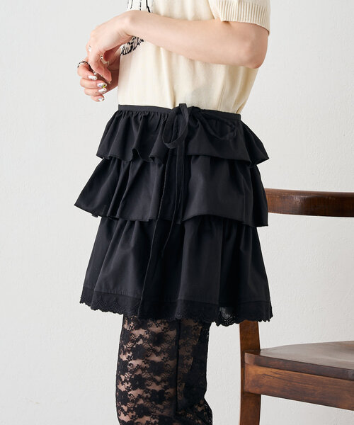 w closet（ダブルクローゼット）の「フリルラップスカート（スカート・レディース・オフホワイト/ブラック・FREE）」の19枚目の写真