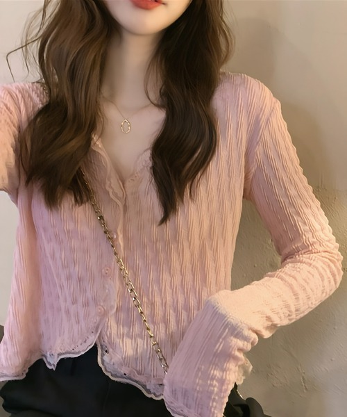 paravion（パラビオン）の「サマーカットカーディガン（カーディガン/ボレロ・レディース・ホワイト/ピンク・FREE）」の2枚目の写真