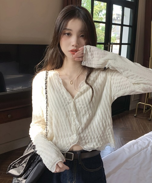 paravion（パラビオン）の「サマーカットカーディガン（カーディガン/ボレロ・レディース・ホワイト/ピンク・FREE）」の4枚目の写真