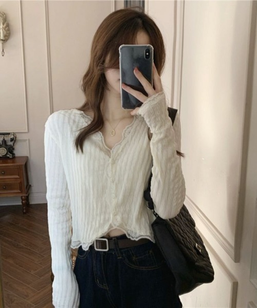 paravion（パラビオン）の「サマーカットカーディガン（カーディガン/ボレロ・レディース・ホワイト/ピンク・FREE）」の5枚目の写真