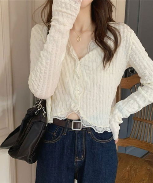 paravion（パラビオン）の「サマーカットカーディガン（カーディガン/ボレロ・レディース・ホワイト/ピンク・FREE）」の9枚目の写真