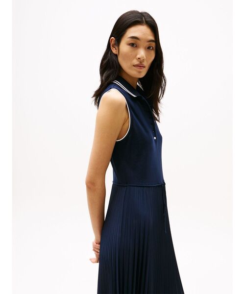【 】ノースリーブ リブ ポロ ミディ ワンピース 2点でさらに10％OFF】ショートスリーブミディポロワンピース