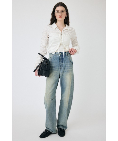 MOUSSY（マウジー）の「FRONT TIE シャーリングシャツ（シャツ/ブラウス・レディース・ホワイト/ブラック/ライトブルー・FREE）」の14枚目の写真