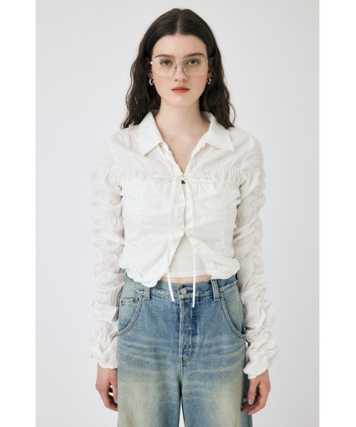 MOUSSY（マウジー）の「FRONT TIE シャーリングシャツ（シャツ/ブラウス・レディース・ホワイト/ブラック/ライトブルー・FREE）」の18枚目の写真