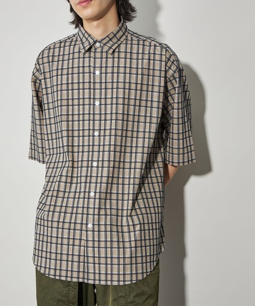 CITEN（シテン）の「＜CITEN＞ドビーチェックビッグシャツ（シャツ/ブラウス・メンズ・ベージュ・L/M）」の2枚目の写真