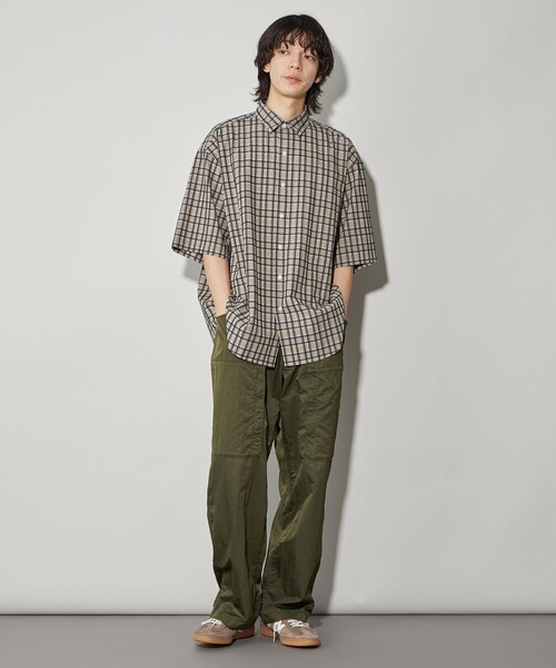 CITEN（シテン）の「＜CITEN＞ドビーチェックビッグシャツ（シャツ/ブラウス・メンズ・ベージュ・L/M）」の3枚目の写真