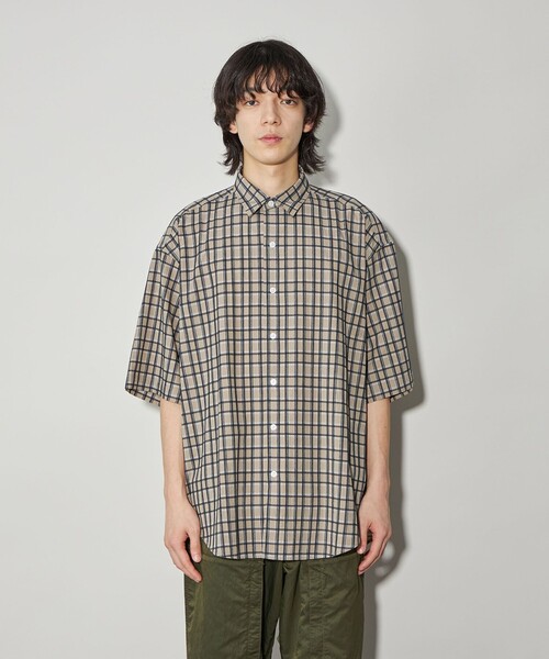 CITEN（シテン）の「＜CITEN＞ドビーチェックビッグシャツ（シャツ/ブラウス・メンズ・ベージュ・L/M）」の4枚目の写真