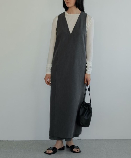 anuke（アンヌーク）の「anuke Cutoff Vneck Onepiece 62510324（ワンピース・レディース・ブラック/グレー・36/38）」の8枚目の写真