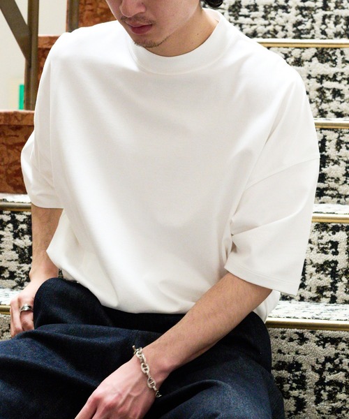 NewAnce(ニュアンス)の「【NewAnce】Oversize Mock Neck Tee /オーバーサイズモックネックTee(Tシャツ/カットソー・メンズ・ホワイト/ブラック/ネイビー・M/L)」の15枚目の写真