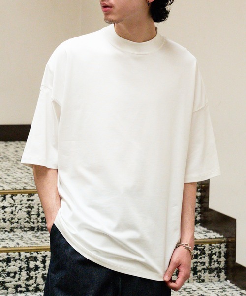 NewAnce(ニュアンス)の「【NewAnce】Oversize Mock Neck Tee /オーバーサイズモックネックTee(Tシャツ/カットソー・メンズ・ホワイト/ブラック/ネイビー・M/L)」の13枚目の写真